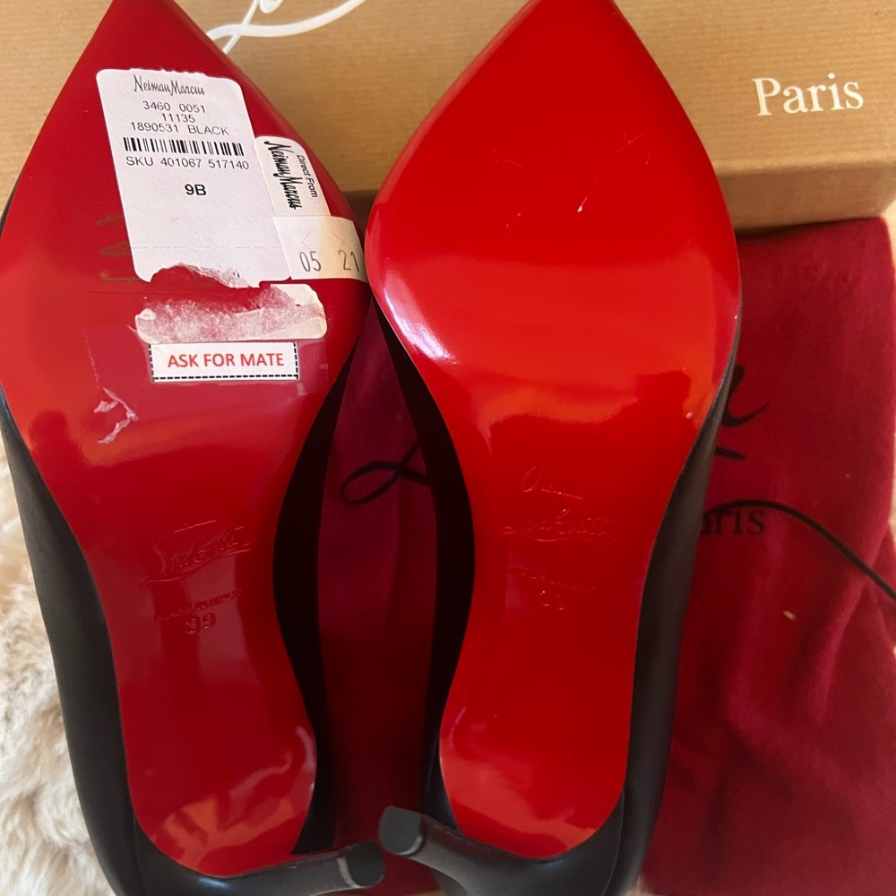 New Christian Louboutin Pigalle Nappa Leather Black Pumps 100mm Size EU 39 - Picture 3 of 8